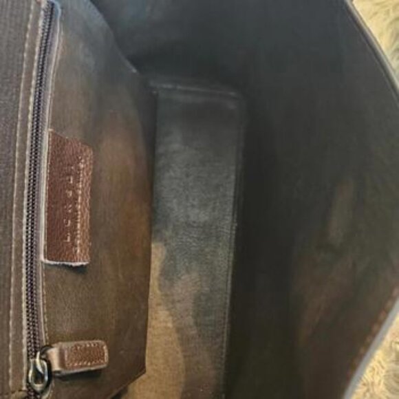 L. Credi Women\'s Brown Pebbled Leather Backpack with Decorative Front‎ Flap NWOT